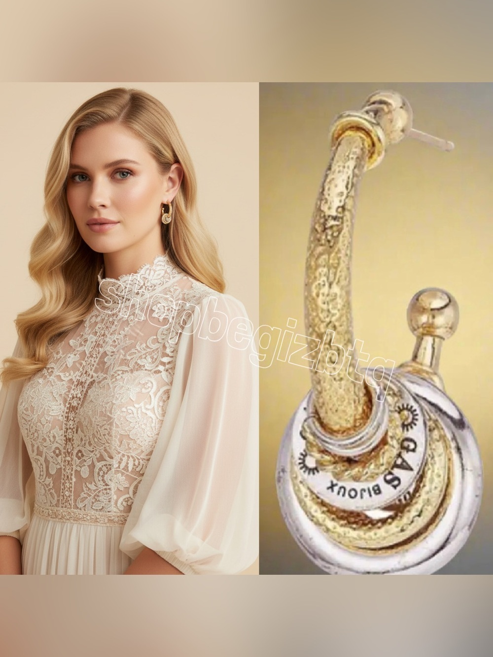 🆕 Authentic Gas Bijoux Maranzana Two-Tone Gold And Silver Small Hoop Earrings